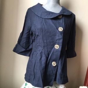 Brooklyn Industries Linen Jacket, Peter Pan collar